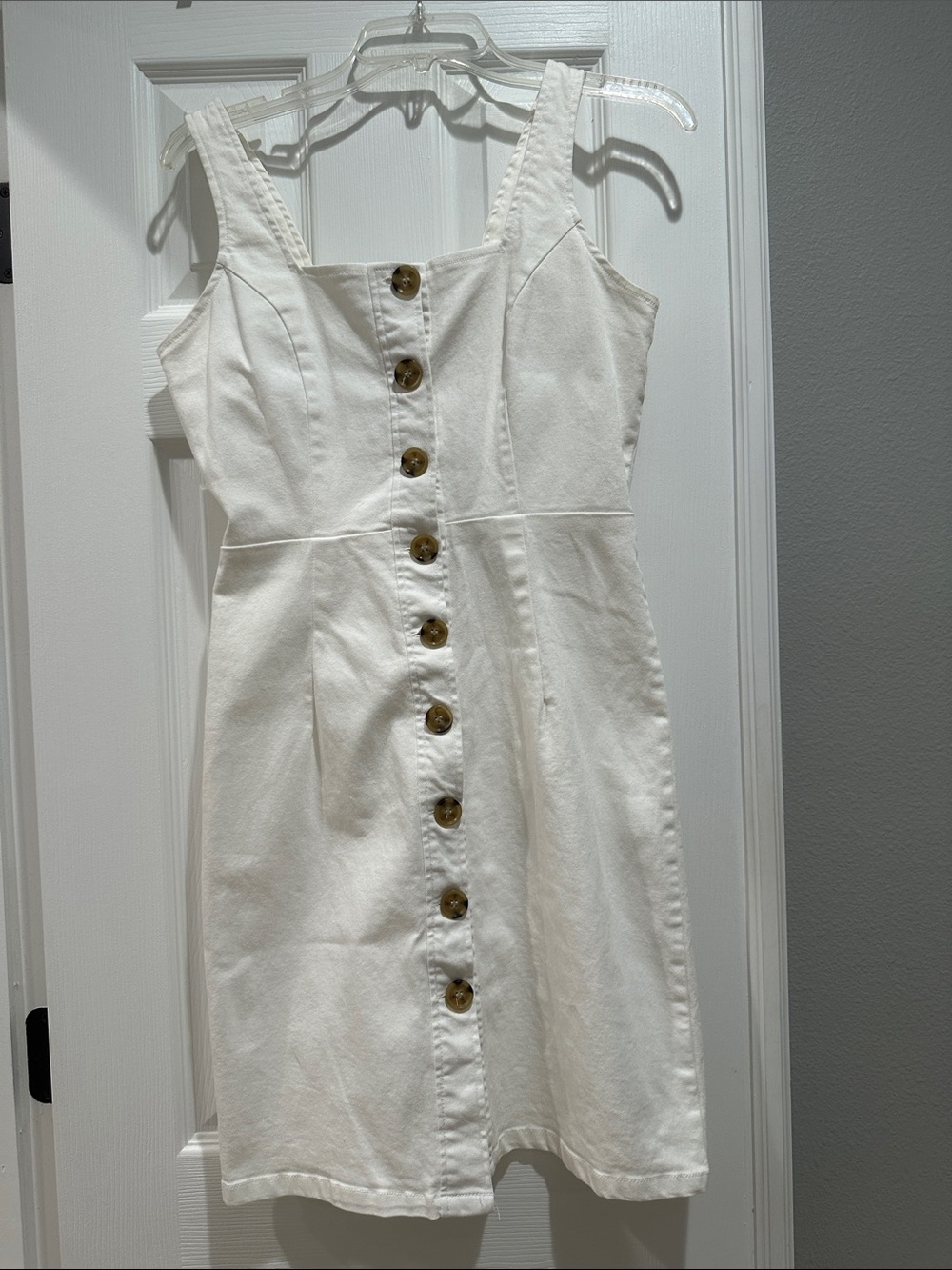 Sharagano White Denim Button-Front Mini Dress
